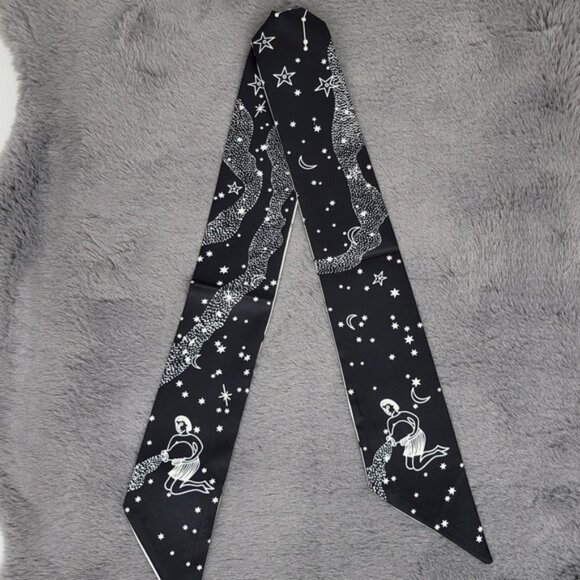 New Aquarius Zodiac Sign Silk Twilly Scarf - Picture 7 of 7